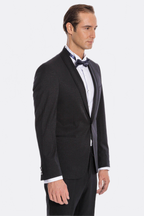Navy Blue Shawl Lapel Tuxedo by Wessi – fabric detail view