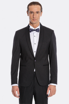 Navy Blue Shawl Lapel Tuxedo by Wessi – collar detail view
