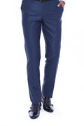 Navy Blue Slim Fit Plain Men Pants – front view