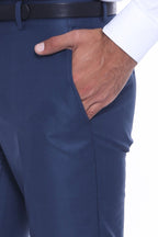 Navy Blue Slim Fit Plain Men Pants – detail view