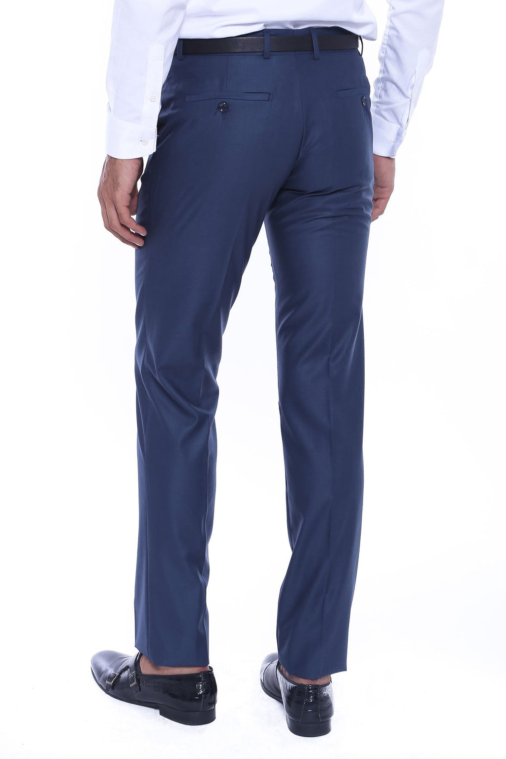 Navy Blue Slim Fit Plain Men Pants – styled view