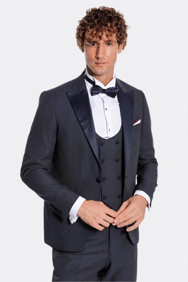 Navy Blue Tuxedo Suit – front view