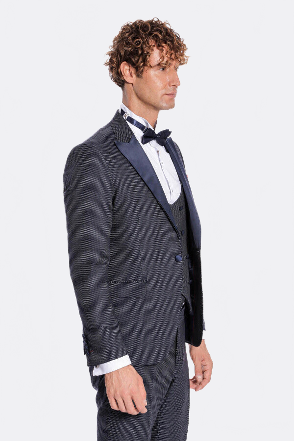 Navy Blue Tuxedo Suit – cuff detail view