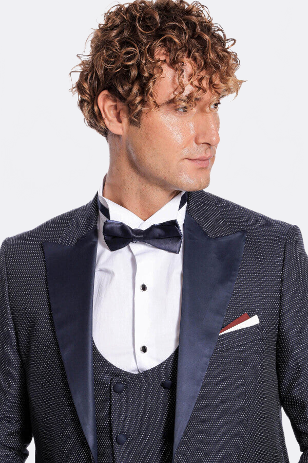 Navy Blue Tuxedo Suit – detail view