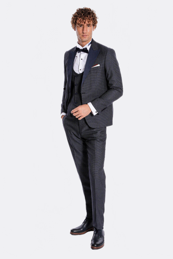 Navy Blue Tuxedo Suit – side view