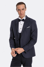 Navy Blue Vested Tuxedo – front view