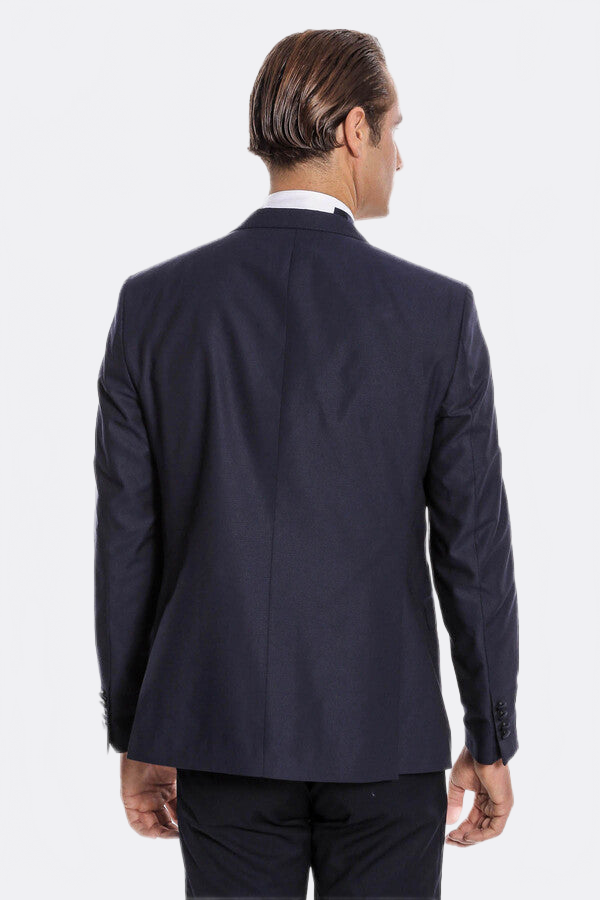 Navy Blue Vested Tuxedo – cuff detail view