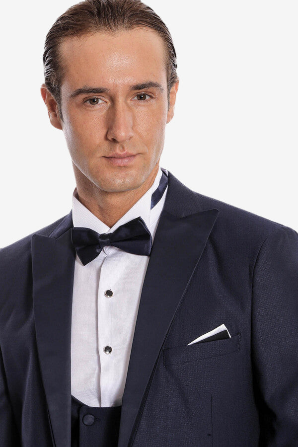 Navy Blue Vested Tuxedo – detail view