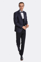Navy Blue Vested Tuxedo – side view
