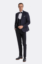 Navy Blue Vested Tuxedo – close up view