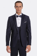 Navy Blue Vested Tuxedo – fabric detail view