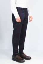 Navy Red Pinstripe Slim Fit Dress Trousers – side view