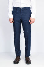 Navy Solid Slim Fit Dress Trousers – detail view