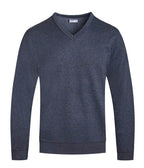 Navy Vneck Knit Pullover Sweater - VacationGrabs