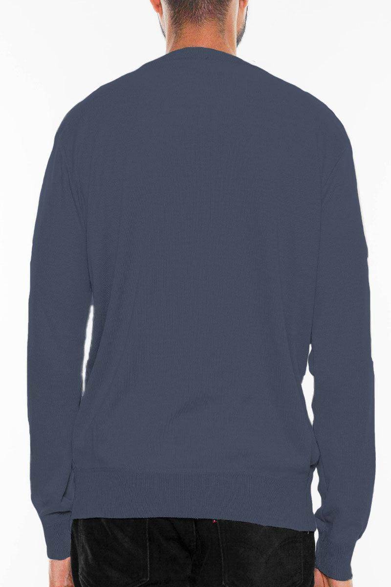Navy Vneck Knit Pullover Sweater - VacationGrabs