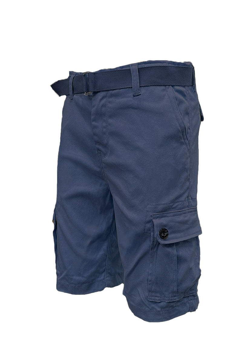 Men's Belted Cargo Shorts with Button Waist