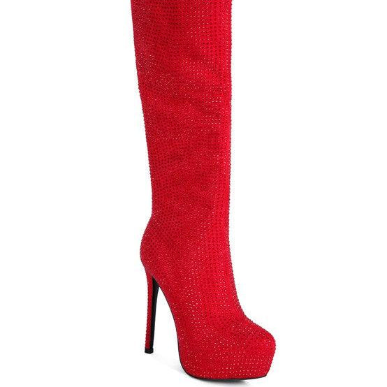 Women's Shoes - Boots Nebula Rhinestone Embellished Stiletto Calf Boots