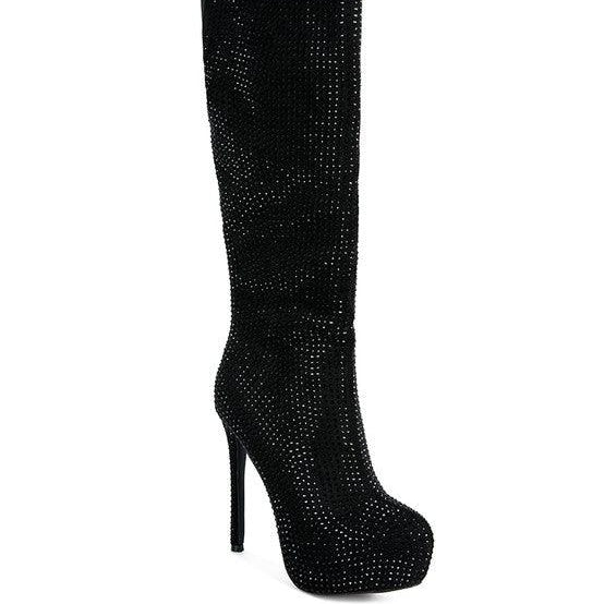 Women's Shoes - Boots Nebula Rhinestone Embellished Stiletto Calf Boots
