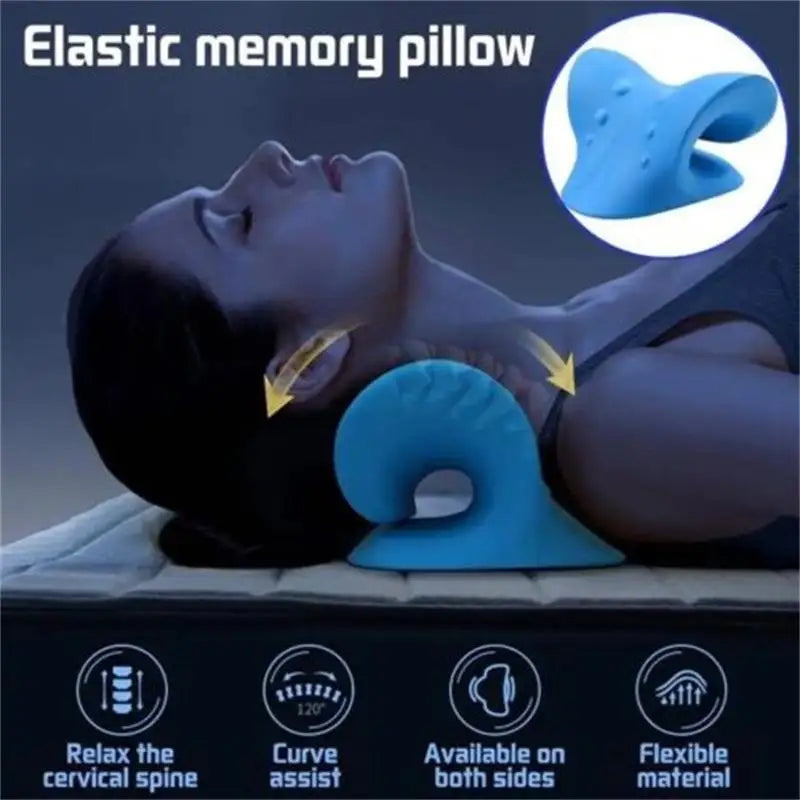 Blue elastic memory neck and shoulder relaxer for spinal support