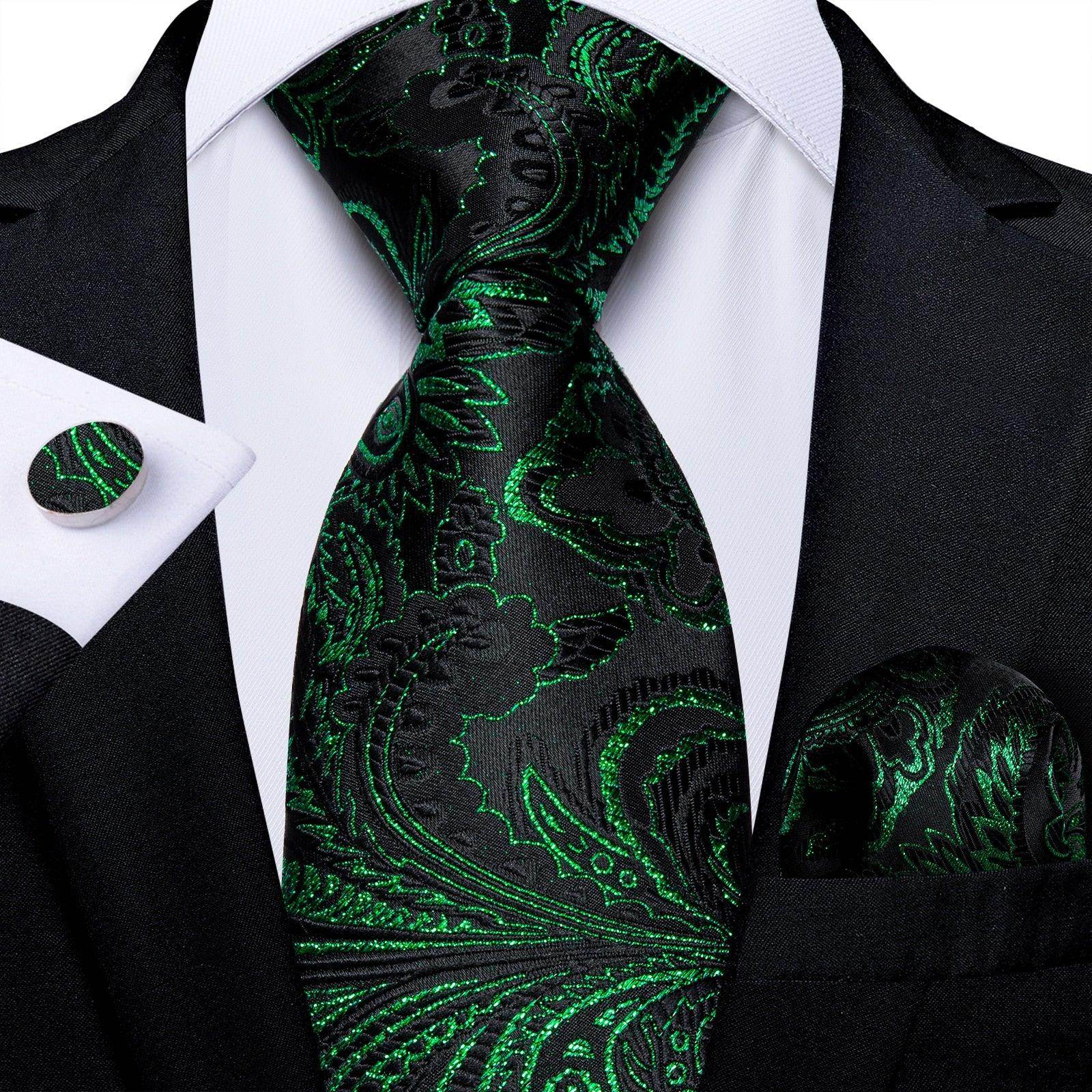 Neck Tie Set Handkerchief Cufflinks Gift For Men - VacationGrabs