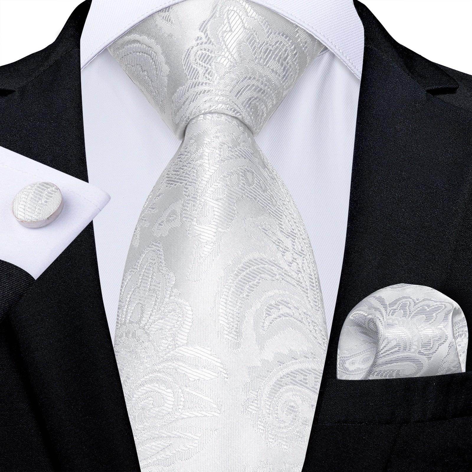Neck Tie Set Handkerchief Cufflinks Gift For Men - VacationGrabs