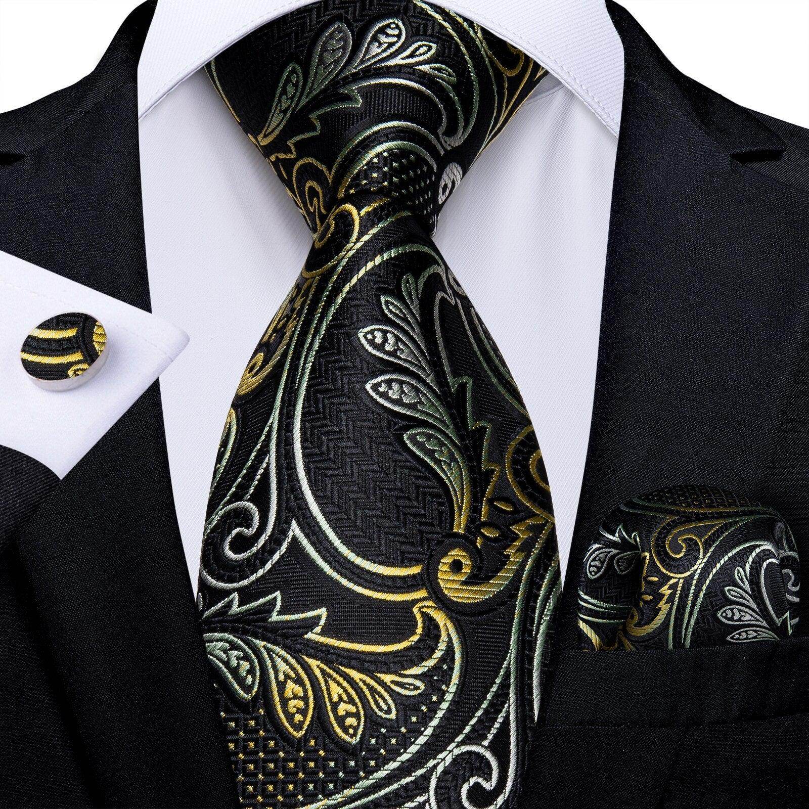 Neck Tie Set Handkerchief Cufflinks Gift For Men - VacationGrabs