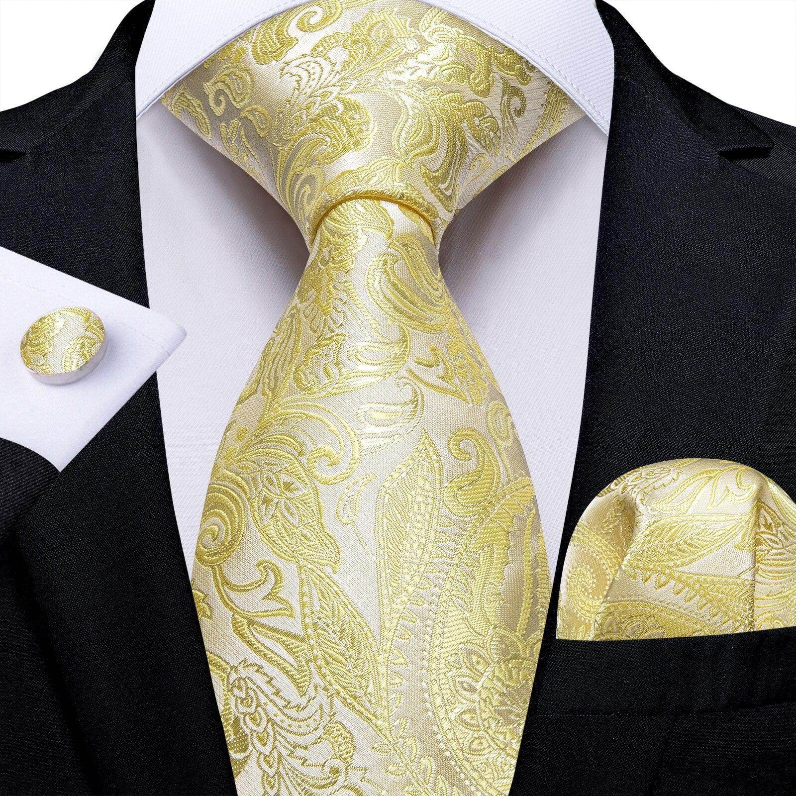Neck Tie Set Handkerchief Cufflinks Gift For Men - VacationGrabs