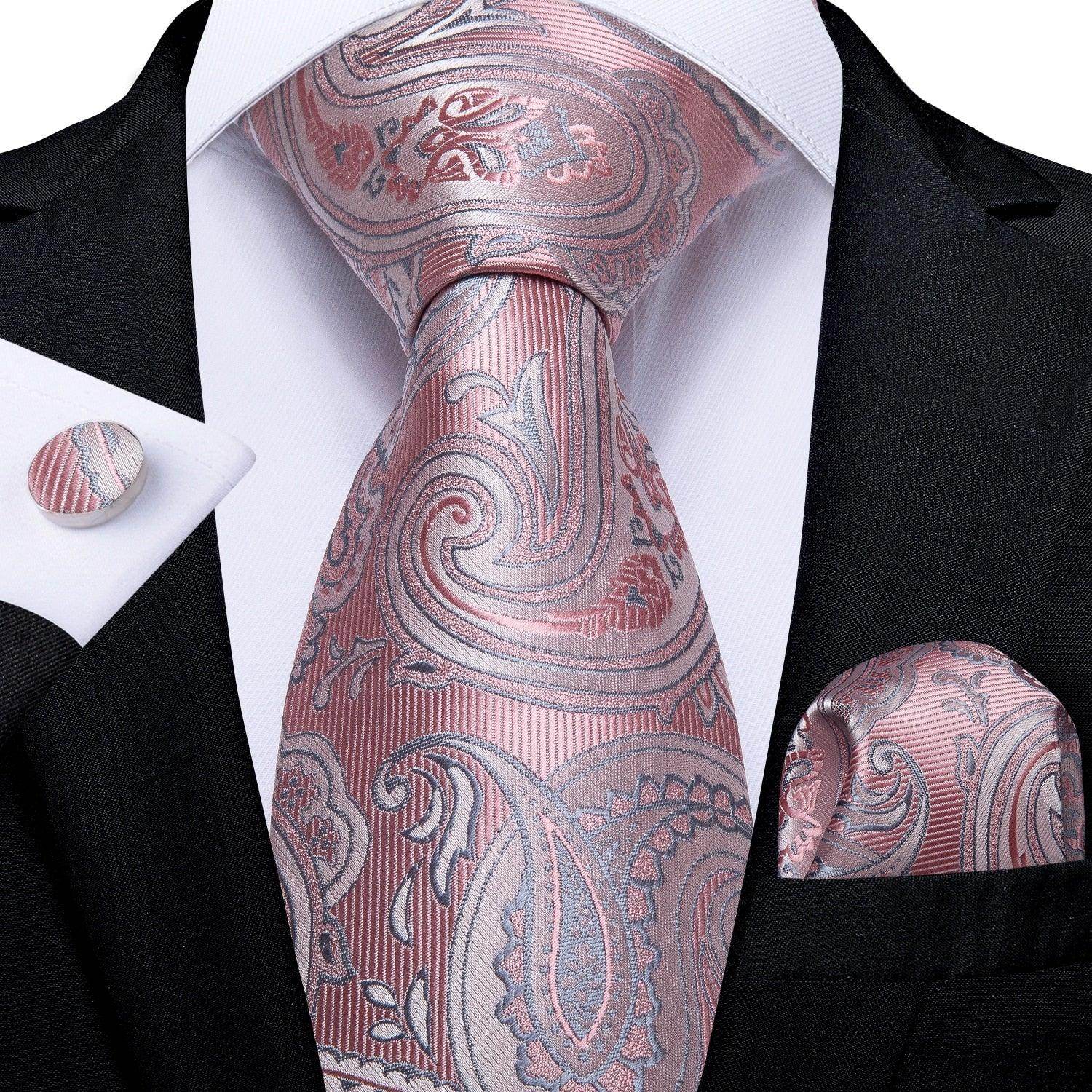 Neck Tie Set Handkerchief Cufflinks Gift For Men - VacationGrabs