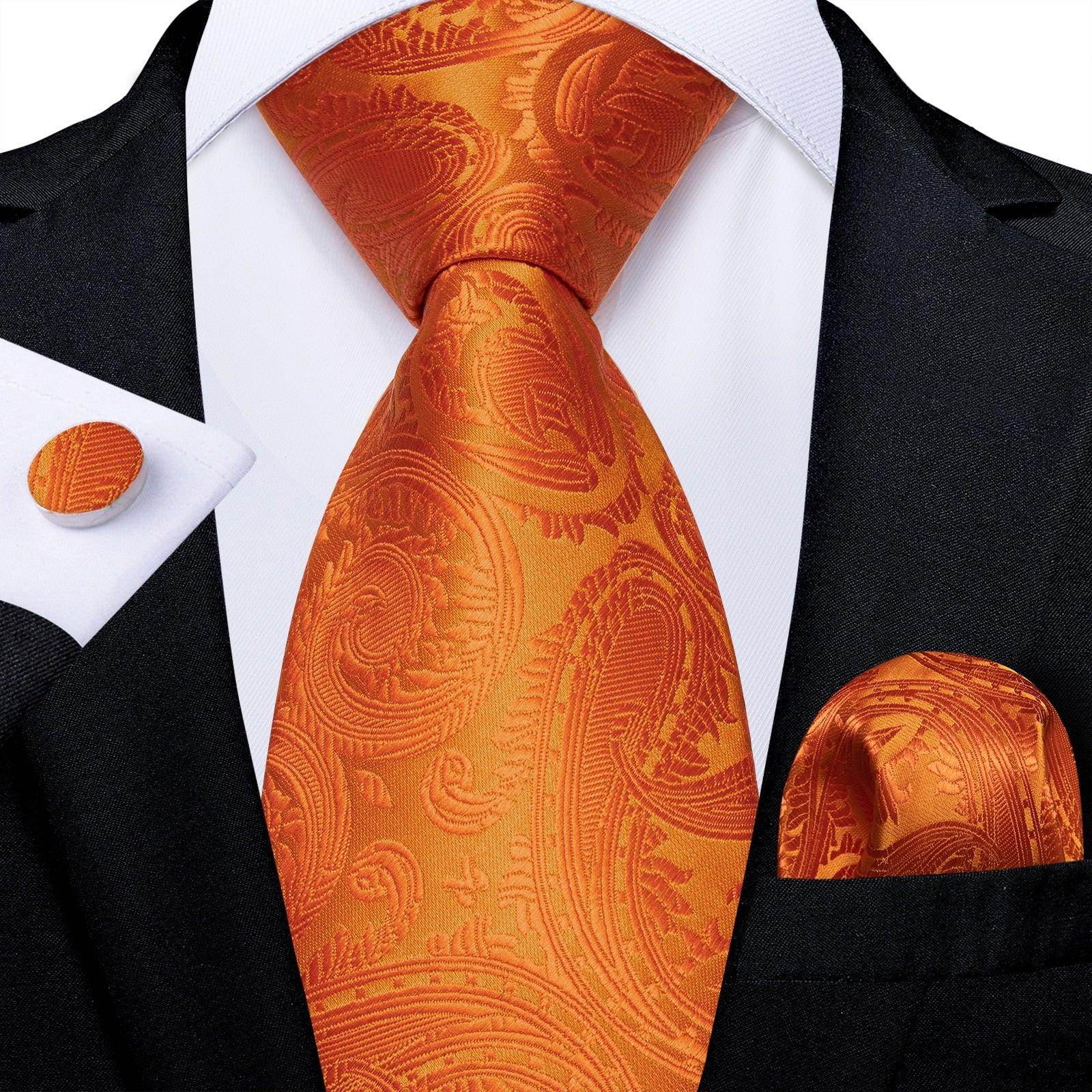 Neck Tie Set Handkerchief Cufflinks Gift For Men - VacationGrabs