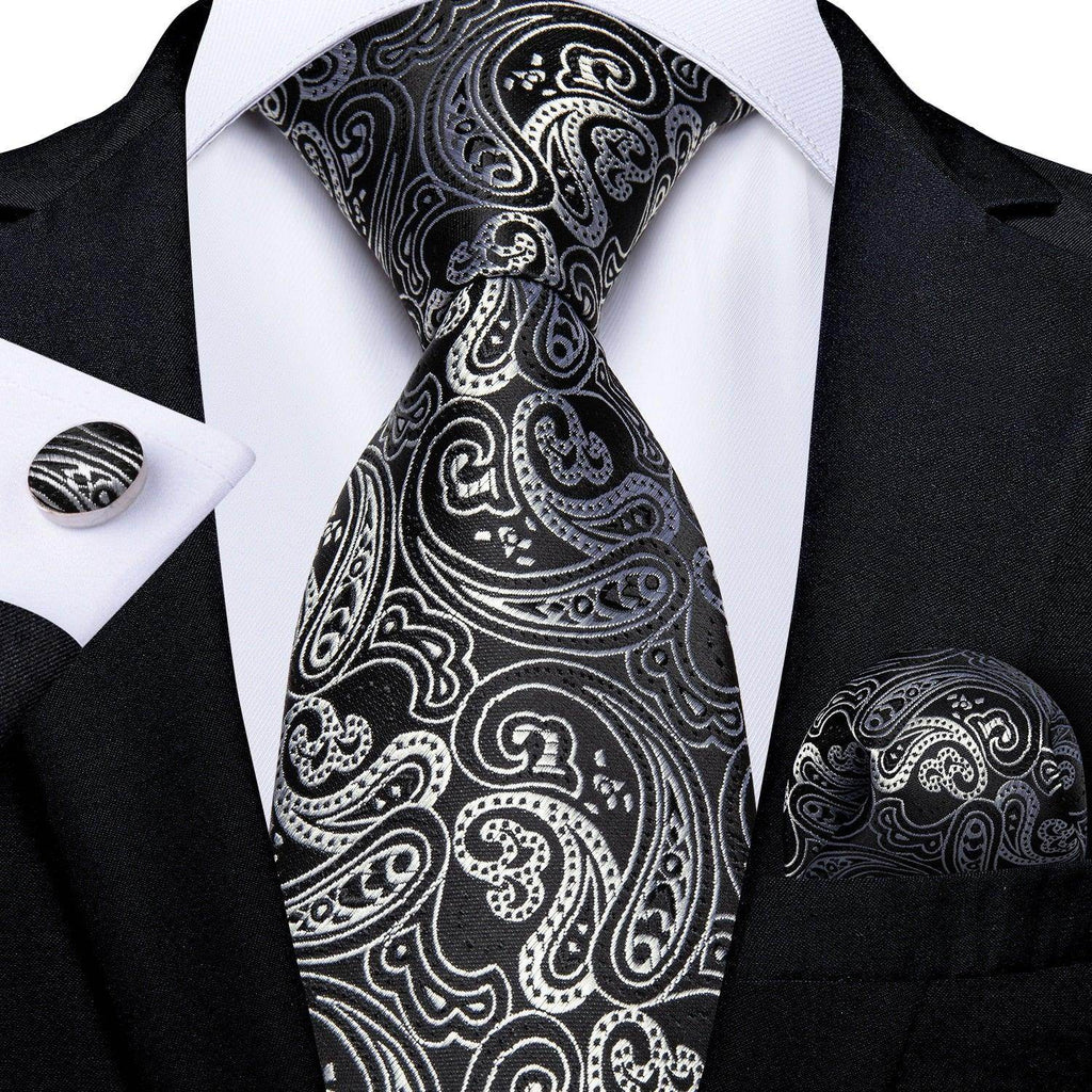 Neck Tie Set Handkerchief Cufflinks Gift For Men - VacationGrabs