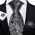 Neck Tie Set Handkerchief Cufflinks Gift For Men - VacationGrabs