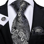 Neck Tie Set Handkerchief Cufflinks Gift For Men - VacationGrabs