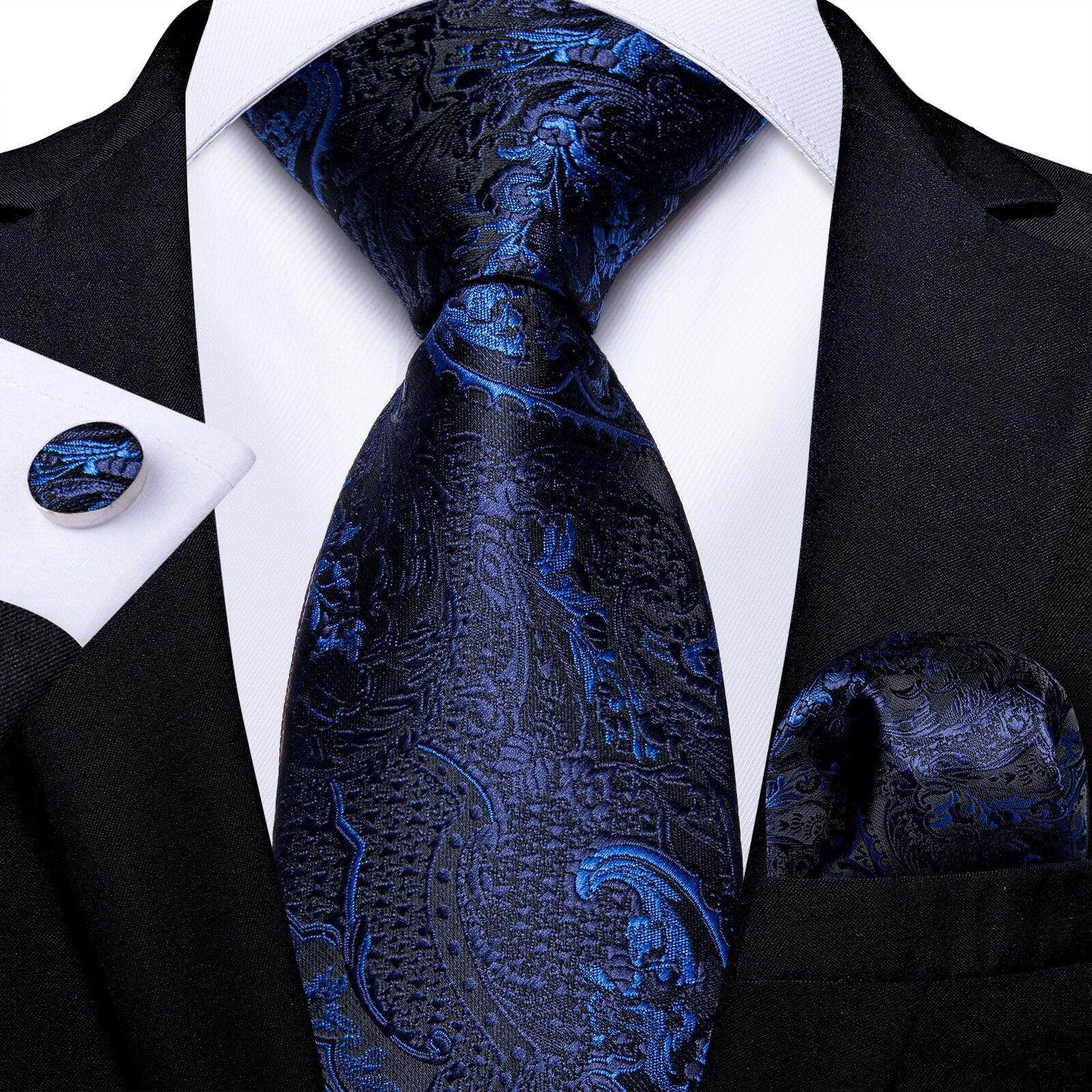 Neck Tie Set Handkerchief Cufflinks Gift For Men - VacationGrabs