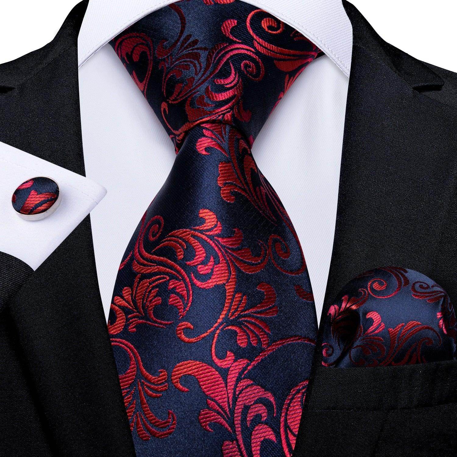Neck Tie Set Handkerchief Cufflinks Gift For Men - VacationGrabs