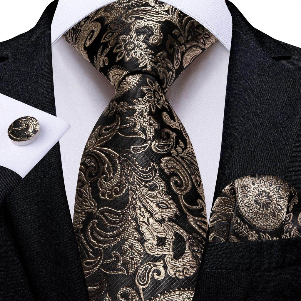 Neck Tie Set Handkerchief Cufflinks Gift For Men - VacationGrabs