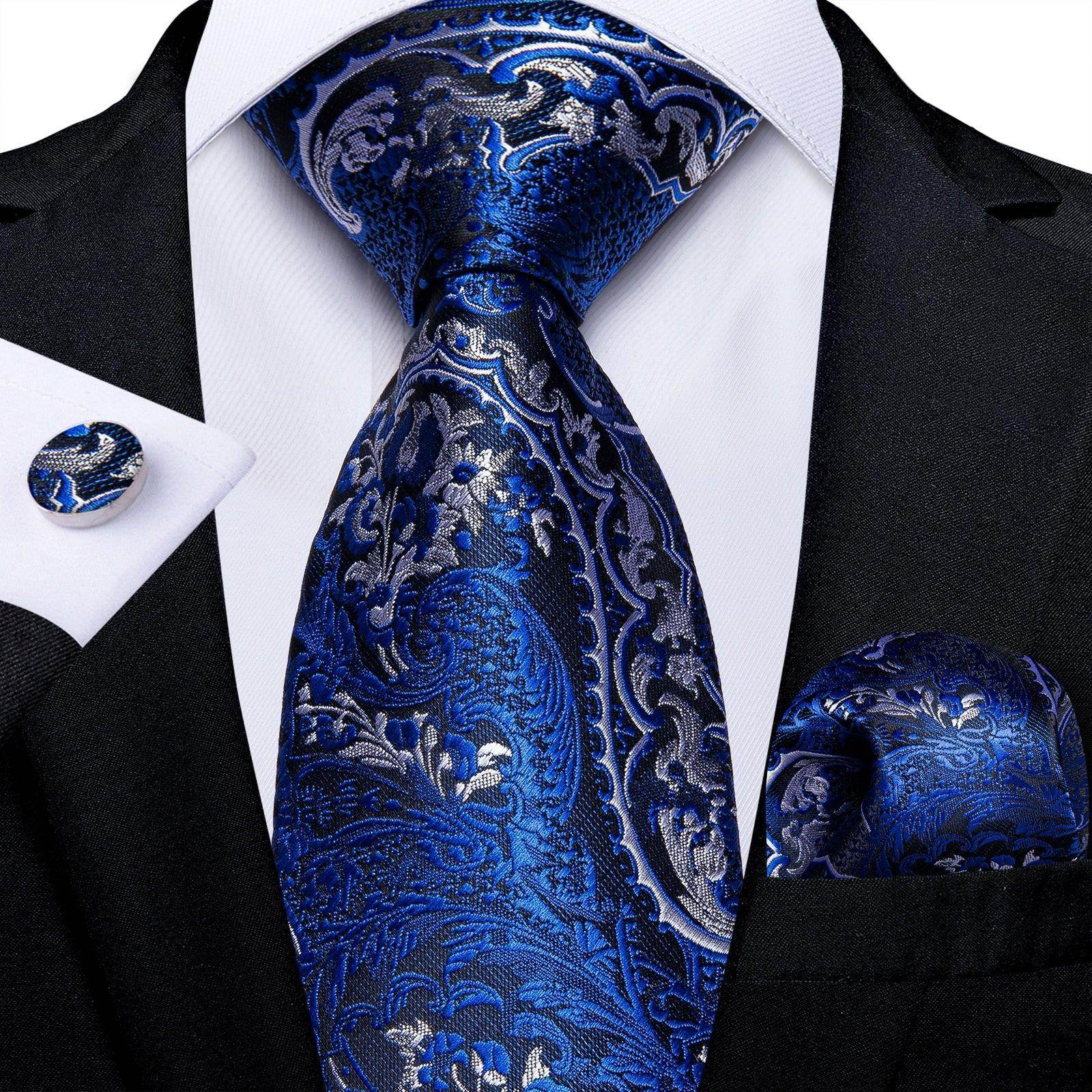 Neck Tie Set Handkerchief Cufflinks Gift For Men - VacationGrabs