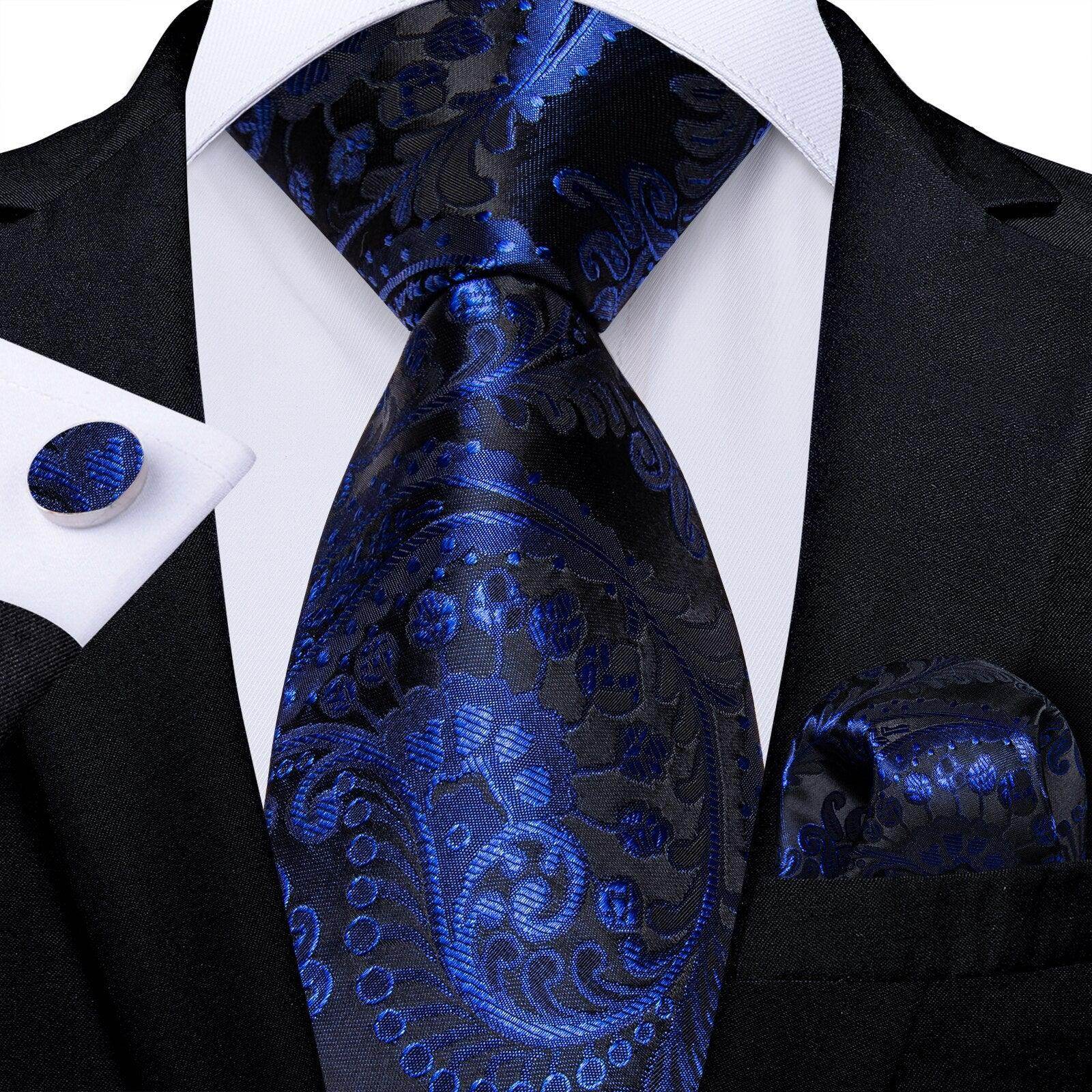Neck Tie Set Handkerchief Cufflinks Gift For Men - VacationGrabs