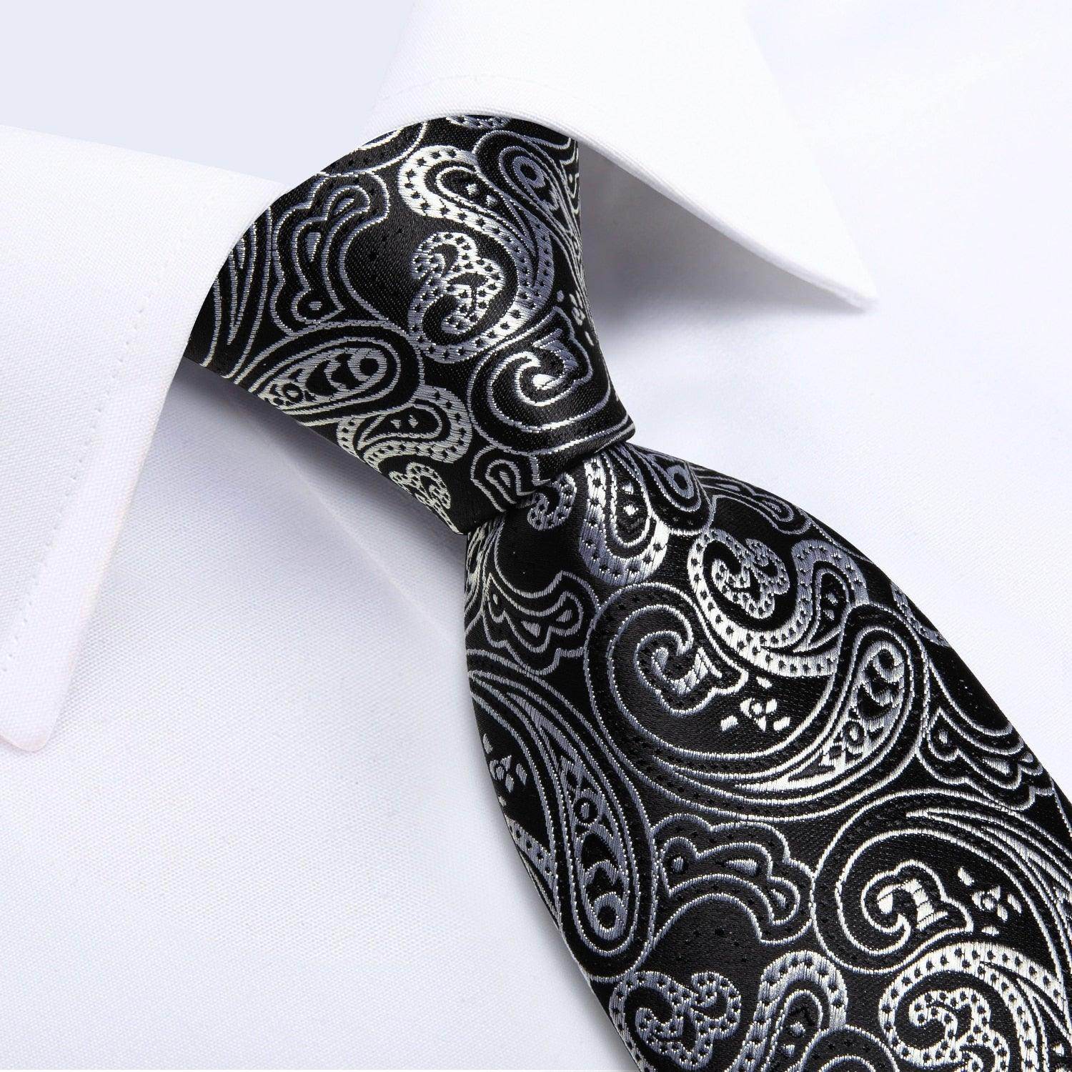 Neck Tie Set Handkerchief Cufflinks Gift For Men - VacationGrabs