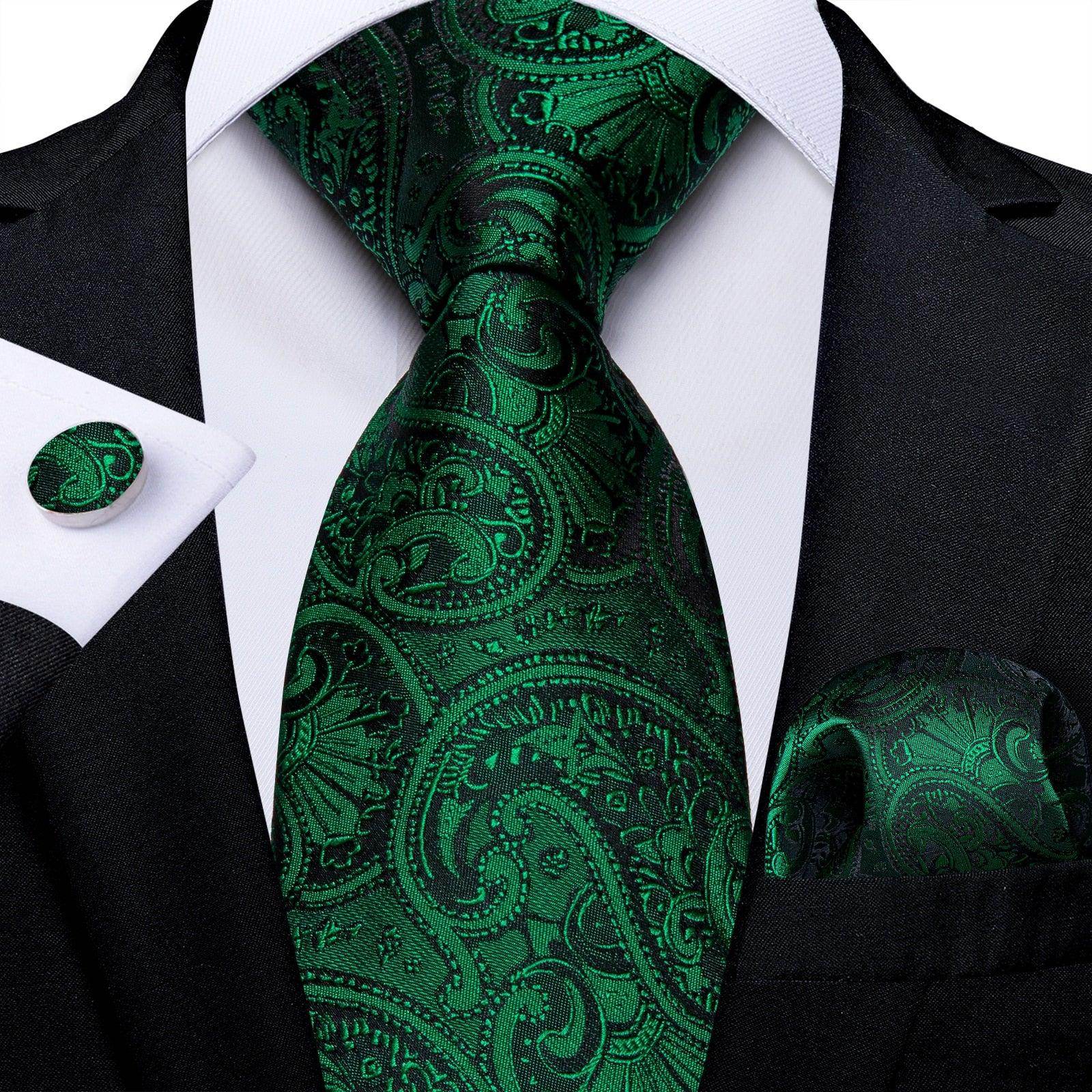 Neck Tie Set Handkerchief Cufflinks Gift For Men - VacationGrabs
