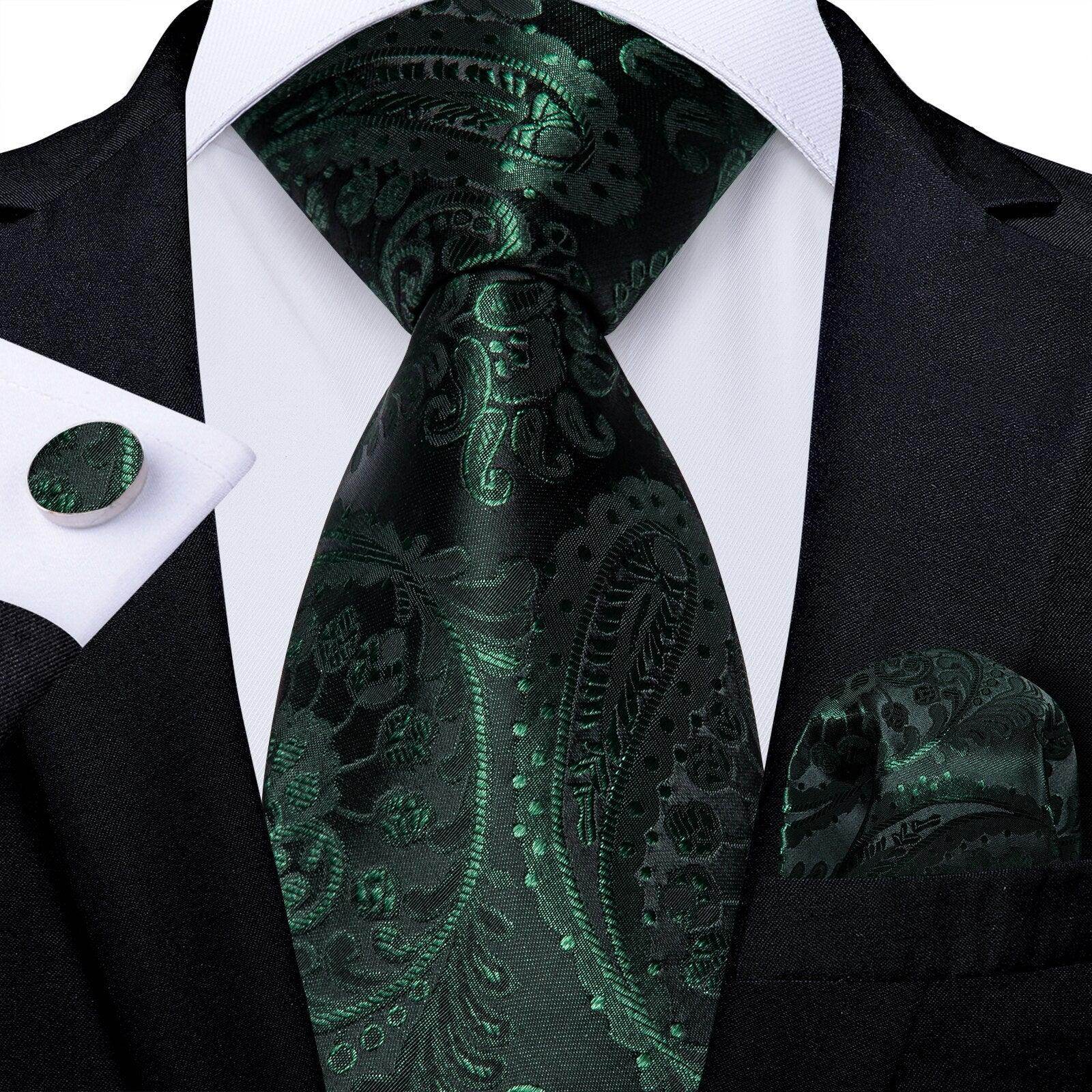 Neck Tie Set Handkerchief Cufflinks Gift For Men - VacationGrabs