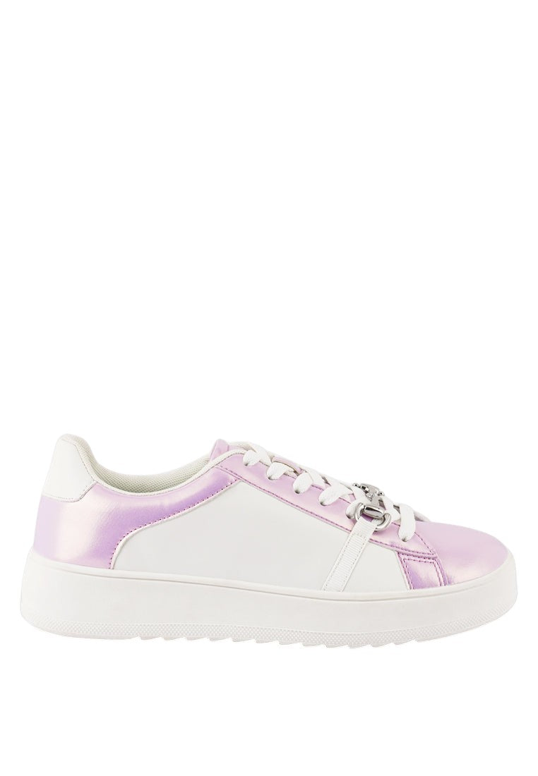 Nemo Contrasting Metallic Faux Leather Sneakers