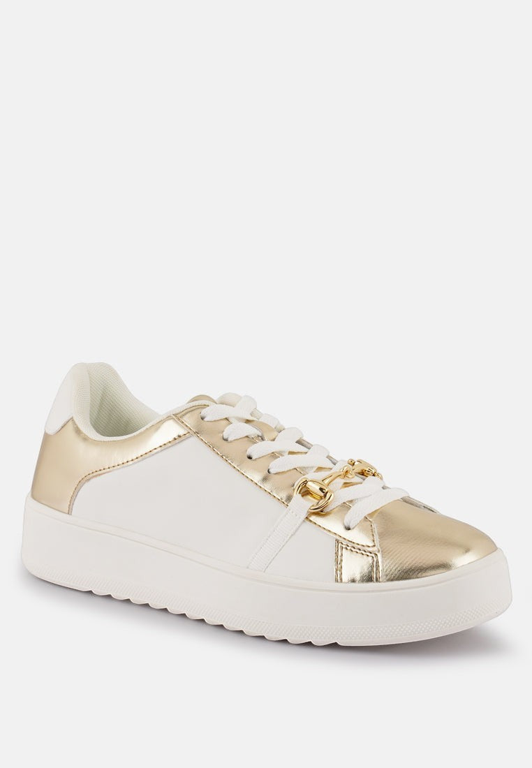 Nemo Contrasting Metallic Faux Leather Sneakers