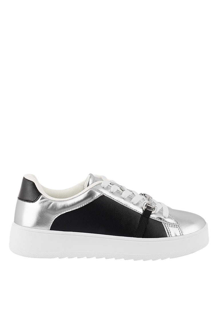Nemo Contrasting Metallic Faux Leather Sneakers