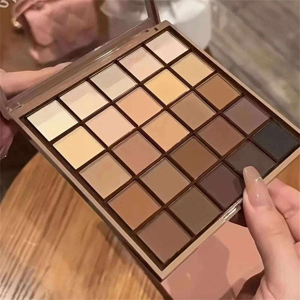 25-color neutral eyeshadow palette with gray brown and coffee tones (photo 1 of 5)