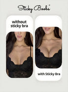 Comparison of women's cleavage with and without new and improved womens sticky bra by Sticky Boobs