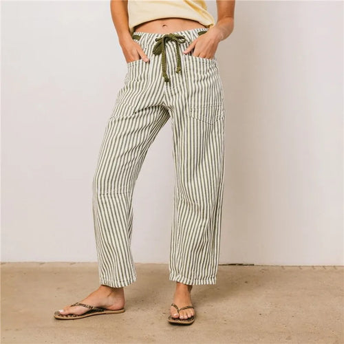 Striped new denim pants for casual summer wear