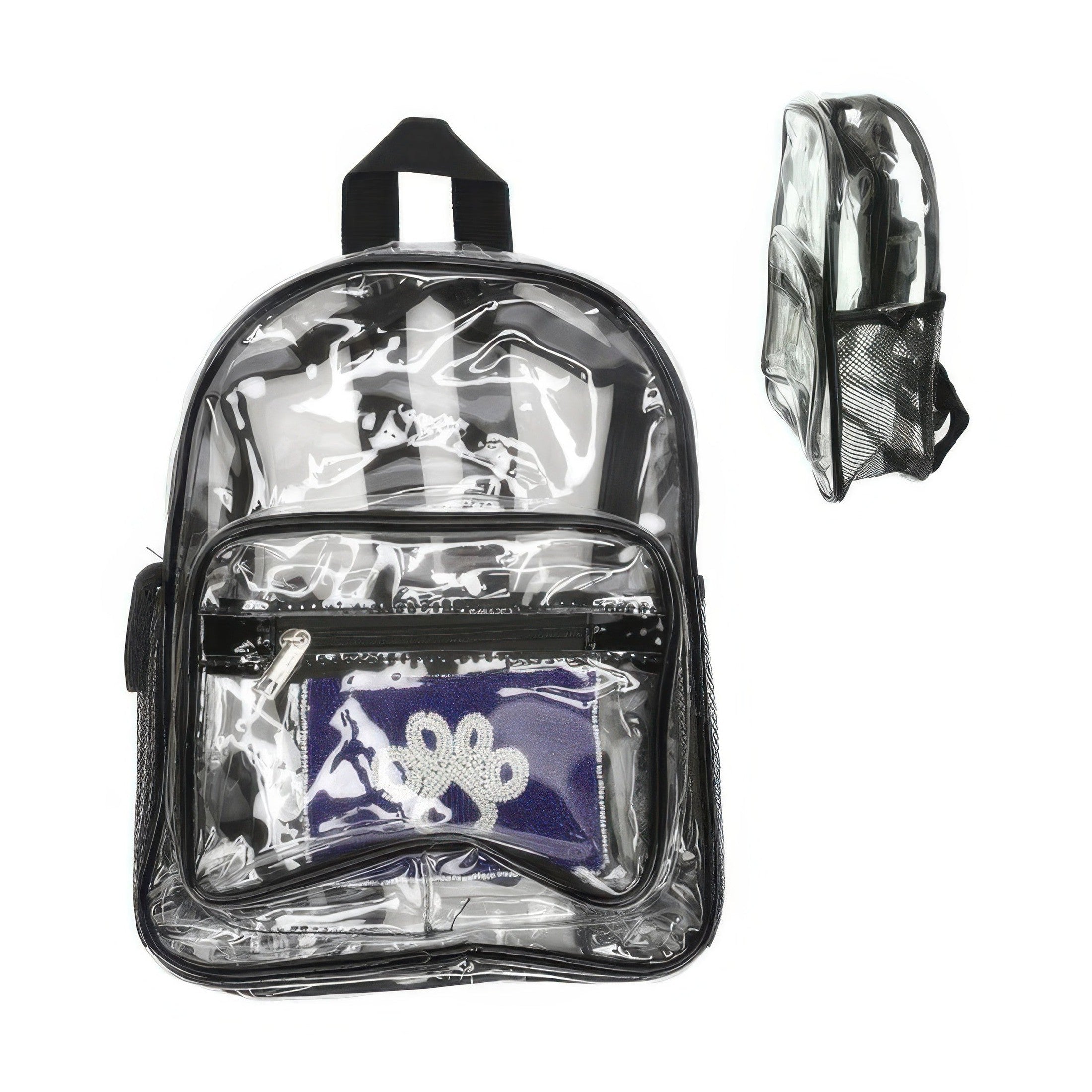 Transparent NFL event clear bag policy backpack with front pocket and adjustable straps