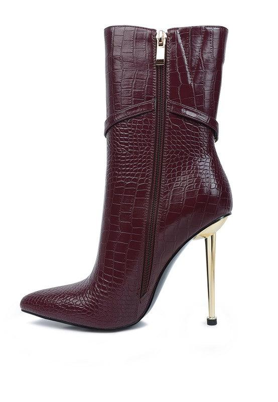 Women's Shoes - Boots Nicole Croc Patterned High Heeled Ankle Boots