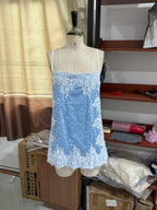 Women's blue night out lace trim dresses, perfect for evening events