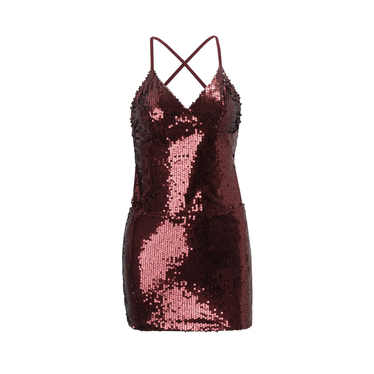Women's burgundy sequin dress for night out lace trim dresses